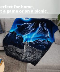 Dawhud Direct II Howling Wolf Fleece Blanket for Bed, 50" x 60" Wolf Fleece Throw Blanket for Men, Women and Kids - Super Soft Plush Wolf Blanket Throw Fleece Blanket Wolves Howling Moon 50" x 60" 15 71CumZxVO1L