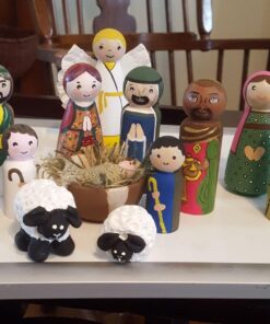 Wood Peg Doll Set, 50 Piece Wood Peg Family (Toy Peg People: Dad, Mom, Angel, Child, Baby) Unfinished for Crafts & Play, by Woodpeckers Complete Family Set - 50 Pieces Pack of 50 36 71Cw389MwL 1