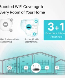 TP-Link AC1900 Smart WiFi Router (Archer A9) - High Speed MU-MIMO Wireless Router, Dual Band, Gigabit, VPN Server, Beamforming, Smart Connect, Works with Alexa, Black AC1900, Dual-Band 31 71CwwuKzVhL