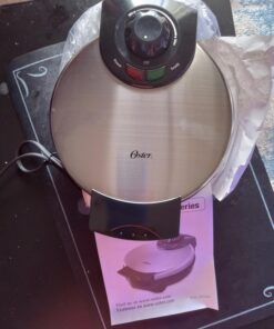 Oster Belgian Waffle Maker with Adjustable Temperature Control, Non-Stick Plates and Cool Touch Handle, Makes 8" Waffles, Stainless Steel 33 71Cx1zTulhL