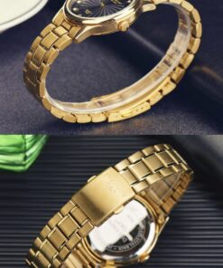 DREAMING Q&P IP Gold Plating Steel Roman Numeral Dial with Rhinestones Mens Wrist Watches for Man Black 003 golden & Black 33 71CxVrN4RgL 2