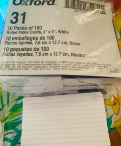 Oxford 31EE Ruled Index Cards, 3" x 5", White, 1,000 Cards (10 Packs of 100) (31) 3 x 5, 1000 Count 33 71CzMhrJLYL