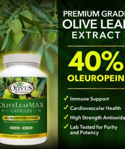 OliveLeafMAX Olive Leaf Extract (40% Oleuroepin) + Organic Olive Leaf Powder + No Fillers + 300 Vegetarian Capsules + Sourced from Spain and Manufactured in USA at GMP Facility 300 Count (Pack of 1) 9 71CzVnknOVL
