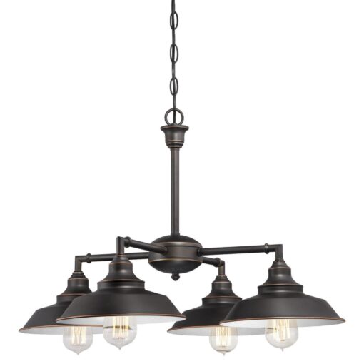 Westinghouse Lighting 6343300 Four-Light Indoor Iron Hill Chandelier, 4, Oil Rubbed Bronze with Highlights and White Interior 4 Light