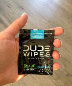 DUDE Wipes - On-The-Go Flushable Wipes - 2 Pack, 60 Wipes - Unscented Extra-Large Individually Wrapped Adult Wet Wipes - Vitamin E & Aloe - Septic and Sewer Safe Fragrance Free 30 Count (Pack of 2) 26 71D 9nNmKZL