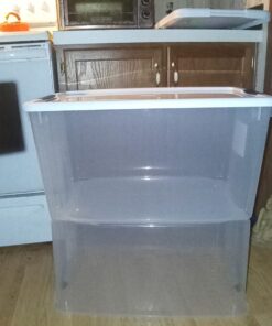 Sterilite 70 Qt Ultra Latch Box, Stackable Storage Bin with Latching Lid, Organize Clothes, Sport Gear in Basement, Clear with White Lid, 4-Pack 70 Quart 38 71D Ka5CVL