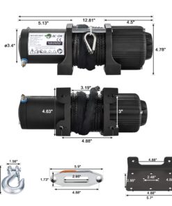 AC-DK 4500 lb. Electric Synthetic Rope ATV/UTV Winch Kits, DC 12V Wireless Winch for Towing Off Road Trailer Winch with Wireless Remote Control, Winch Mounting Bracket, Winch Rope Stopper 4500lb Winch with Synthetic Rope 10 71D0MHqBUBL