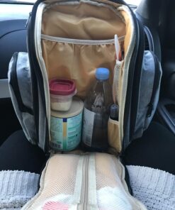 Mancro Diaper Bag Backpack, Large Multifunction Waterproof Travel Baby Changing Bag for Dad Mom with 4 Insulated Pockets and Stroller Straps, Maternity Baby Bag for Boys Girls, Grey Austere Grey 87 71D0MUugDQL