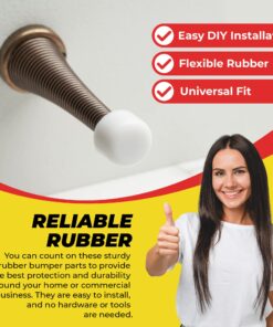 Premium Rubber Door Stop Stud Replacement Tips – Doorstopper Bumpers, Springe Hinge End Caps for Wall & Floor Protection – Universal Size (White) White 29 71D0tWKKC0L