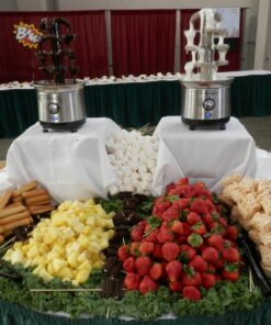 Nostalgia 4 Tier Electric Chocolate Fondue Fountain Machine for Parties - Melts Cheese, Queso, Candy, and Liqueur - Dip Strawberries, Apple Wedges, Vegetables, and More - 32-Ounce - Stainless Steel Original 38 71D1 DE2SrL