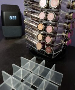 Ikee Design Premium Acrylic Rotating 64 Cosmetic Lipstick Organizer Tower,Lipgloss Stand with Removable Dividers, 360 Degree Spinning Lipstick Display Tower,4 1/2 W x 4 1/2 D x 9 1/8 H in Clear 39 71D2dBxYKL