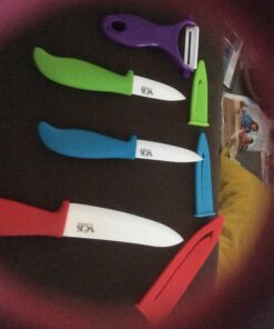 Vos Ceramic Knife Set 4 Pcs Ceramic Knives Set For Kitchen, Ceramic Kitchen Knives With Peeler, Ceramic Paring Knife 3", 4", 6", Inch Multi-Color Red, Blue, Green, Purple Multicolor 36 71D3422TLL