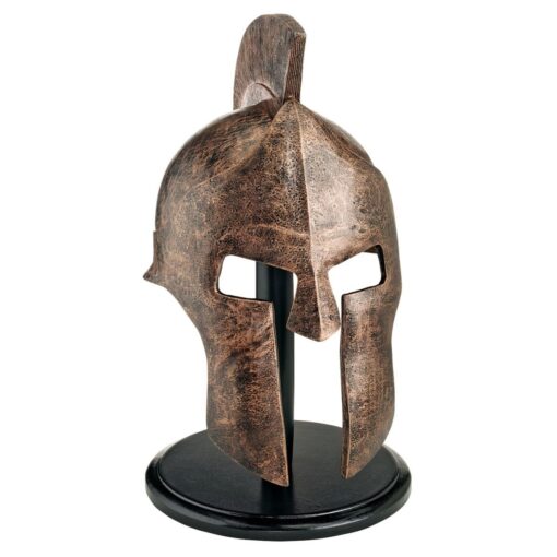 Design Toscano WJ4571 Greek Spartan Helmet Corinthian Armor Statue with Stand, 16 Inch, silver