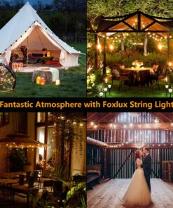 Foxlux String Lights - 48 ft LED Outdoor String Lights - Shatterproof, Waterproof Pergola Lights - 15 Hanging Sockets, Light Sensor, Edison Bulbs - Decor for Patio, Backyard, Garden, Bistro 32 71D5QQ0JmOL