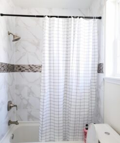 iDesign Cameo Metal Tension, Adjustable Customizable Curtain Rod for Bathtub, Shower Stall, Closet, Doorway, 43"-75", Matte Black Set of 1 43"-75" 27 71D64sAWzwL