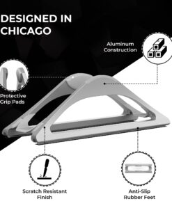 HumanCentric Vertical Laptop Stand for Desks (Silver) | Adjustable Holder to Dock Apple MacBook, MacBook Pro, and Other Laptops to Organize Work & Home Office Silver 30 71D6J4Bgr7L 3