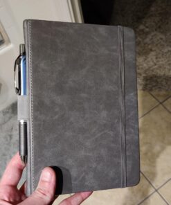 Thick Classic Notebook with Pen Loop - A5 College Ruled Hardcover Writing Notebook with Pocket + Page Dividers Gifts, Banded, Large, 180 Pages, 8.4 x 5.7 in Gray 56 71D7liUrWAL