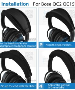 Geekria Flex Fabric Headband Cover Compatible with Bose QuietComfort 2, QuietComfort 15, QC2, QC15 Headphones, Head Cushion Pad Protector, Replacement Repair Part, Easy DIY Installation (Black) Black 31 71D7mnna7XL