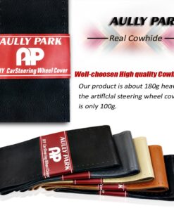 AULLY PARK Universal Car Steering Wheel Cover Genuine Leather Stitch On Wrap (Size L, Red and Black) 9 71D7qBG4wpL