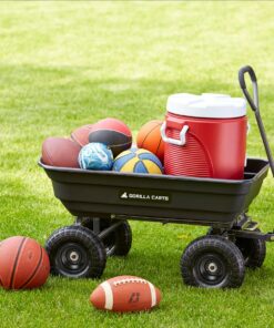 Gorilla Carts Poly Garden Dump Cart with Easy to Assemble Steel Frame, Camping Beach Wagon w/Quick Release System, 600 Pound Capacity, & 10 Inch Tires 41 71D7syM7dZL 1