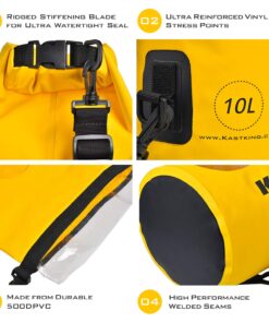 KastKing Dry Bags,100% Waterproof Storage Bags,Military Grade Construction for Swimming,Kayaking,Boating,Hiking,Camping,Fishing, Biking,Skiing A:clear Window Dry Bag-yellow-10l 25 71D8eejOWZL