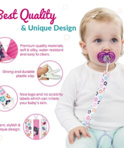 Liname Neutral Pacifier Clip - 3 Pack Pacifier Clips for Boys & Girls - Binky Holder Soothie Paci Clip Binkie Clip - Unisex Pacifer Clip - Baby Pacifier Clip and Pacifier Holder Spring Flowers 18 71DA6qKopML
