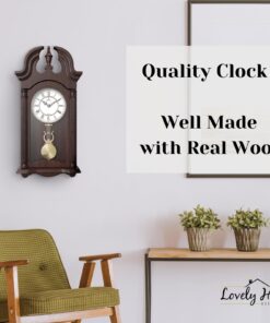 Pendulum Wall Clock Battery Operated - Hanging Grandfather Wall Clock with Pendulum - Quiet, Wood Pendulum Clock - Wooden Pendulum Wall Clock for Living Room Decor, Office & Home Décor Gift 23.5x9 Dark Wood 28 71DASpoEF5L 1