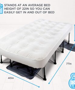 Ivation EZ-Bed (Twin) Air Mattress with Frame & Rolling Case, Self Inflatable, Blow Up Bed Auto Shut-Off, Comfortable Surface AirBed, Best for Guest, Travel, Vacation, Camping Twin 15 71DAcFc0u1L