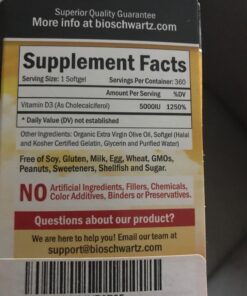 Vitamin D3 5000 IU (125 mcg) Natural Immune Support Supplement, Bone Strength, Healthy Muscle Function, with Olive Oil for Highest Absorption, Gluten Free & Non-GMO, 1 Year Supply, 360 Softgels 28 71DC4FpQ2L 1