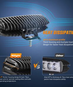 Nilight LED Light Bar 2PCS 18W 6Inch Flood LED Pods Offroad Led Work Light Driving Light Fog Light Boat Light Waterproof for SUV ATV 4WD Car Truck Golf Cart 12V 24V,2 Years Warranty 2Pcs 18W Lights 32 71DC8GHUL