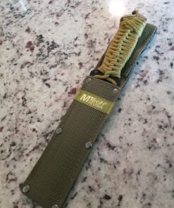 MTech USA – Fixed Blade Knife –Black Stainless Steel Blade, Green Cord Wrapped Handle, Full Tang, Includes Nylon Sheath - Hunting, Camping, Survival, Tactical, EDC – MT-528C, Small 31 71DCGlIzAAL