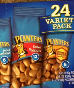 PLANTERS Variety Packs (Salted Cashews, Salted Peanuts & Honey Roasted Peanuts), 24 Packs - Individual Bags of On-the-Go Nut Snacks - No Cholesterol or Trans Fats - Source of Fiber and Healthy Fats 24 Count (Pack of 1) 40 71DCRi3qmbL