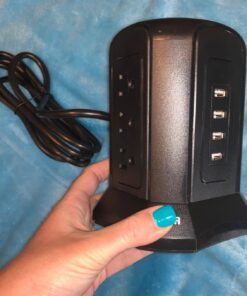 Power Strip Tower Surge Protector, BEVA Surge Protector Tower with 9 AC Outlet and 4 USB Ports, 18AWG 6.5 Feet Extension Cord, 3-Prong Flat Plug, Multiple Outlets for Office Apartment Dorm Essentials 6.5ft-Black 41 71DCkNMxS5L