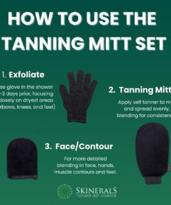 Skinerals Double-Sided Ultra Soft Applicator Mitt, Soft Self Tanning Mitt for a Perfect Finish, with Exfoliator Glove and Face Mitt for a Smooth and Even Self Tan, Ultimate Mitt for Self Tanner, 3 ct Mitt Set Only 23 71DCnNT C7L