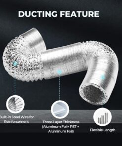 Alternative view of iPower GLDUCT4X25CX2 2-pack 4 Inch 25 Feet Non-Insulated Flex Air Aluminum Ducting Dryer Vent Hose for HVAC Ventilation, 4 Clamps included, white 4'' Ducting 2-Pack