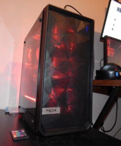 Fractal Design Meshify C - Compact Computer Case - High Performance Airflow/Cooling - 2X Fans Included - PSU Shroud - Modular Interior - Water-Cooling Ready - USB3.0 - Tempered Glass - Blackout Black Dark TG 74 71DHFyFjVL