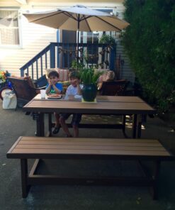 Lifetime 60054 Convertible Bench / Table, Faux Wood Construction, Brown 51 71DHNmOOCtL