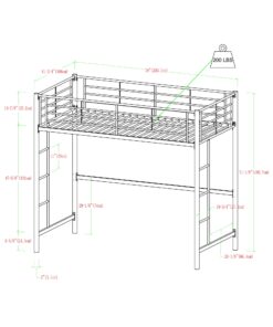 Walker Edison Timothee Urban Industrial Metal Twin over Loft Bunk Bed, Twin Size, Black 28 71DHRH4gugL