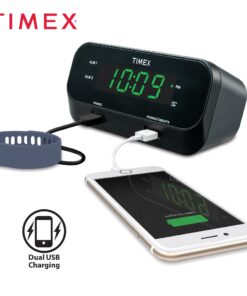 Alternative view of Timex Alarm Clock with USB Charging Station, RediSet Digital Clock for Bedroom with Dual Alarms, Programmable Snooze, Nap Timers, 5W and 10W USB Hub for iPhone and Samsung Devices (T129BQ), Black RediSet Dual Alarm