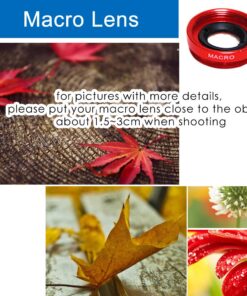 KINGMAS 3 in 1 Universal Fish Eye & Macro Clip Camera Lens Kit for iPad iPhone 7 6 5 Samsung BlackBerry HTC and Most Smartphones (Red) 27 71DI96nJa7L 2