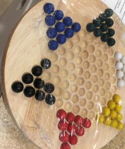 Brybelly Chinese Checkers Game Set with 11.5 in Natural Wood Checkers Board | 60 Wood Marbles in 6 Bright Colors for Adults, Boys and Girls Game Playing 10 71DIP1hXxsL