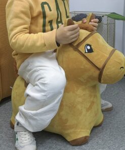 iPlay, iLearn Bouncy Pals Yellow Hopping Horse, Outdoor Ride on Bouncy Animal Play Toys, Inflatable Hopper Plush Covered W/Pump, Birthday Gift for 18 Months 2 3 4 5 Year Old Kids Toddlers Boys Girls Yellow Horse 29 71DIsQo52aL