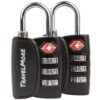 Open Alert Indicator TSA Approved 3 Digit Luggage Locks to Lock Travel Suitcase (2 Pack, Black) 2 Pack