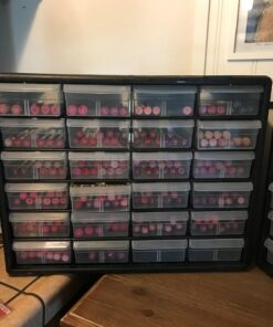 Akro-Mils 10124, 24 Drawer Plastic Parts Storage Hardware and Craft Cabinet, 20-Inch W x 6-Inch D x 16-Inch H, Black 46 71DJ W5Hn L