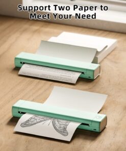 Phomemo M08F Portable Printer, 8.5'' x 11'' US Letter Mobile Compact Printer, Bluetooth Thermal Printer for Study, DIY Creation, Travel, List, Home, Gift, School, Office, Cyan Green & White 36 71DJ3ea iDL