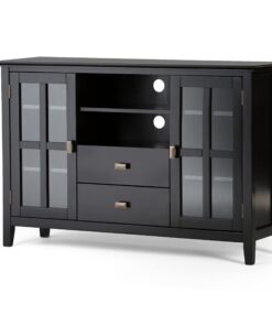 SIMPLIHOME Artisan SOLID WOOD 53 Inch Wide Transitional TV Media Stand in Black for TVs up to 60 Inches, For the Living Room and Entertainment Center Tall TV Media Stand 42 71DJPXs5qEL