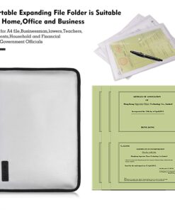 Expanding File Folder Important Document Organizer Fireproof and Waterproof Document Bag with A4 Size 13 Pockets Zipper Closure Non-Itchy Silicone Coated Portable Filing Wallet Pouch(Silver) Silver,13 Pockets 14 71DJs57pKVL