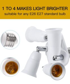 JACKYLED 4 in 1 E26 Light Socket Splitter Adapter Converter for Standard LED Bulbs 360 Degrees Adjustable 180 Degree Bendable Max Watt 240W 26 71DKBoAVHgL