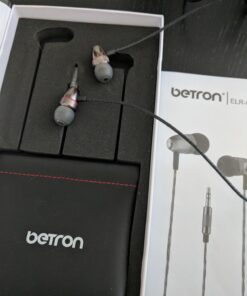 Betron ELR50 in Ear Headphones Earphones Wired with Noise Isolating Earbuds Tangle Free Cord Lightweight Carry Case Soft Ear Buds 3.5mm Plug (Black) 55 71DKNPZ0FL