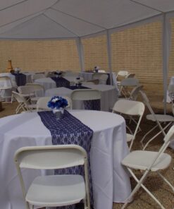 MDS Pack of 10 Wedding 12 x 108 inches Lace Table Runner for Wedding, Decorations for Birthday Parties, Banquets, Graduations, Engagements, and Runners fit Rectangle, Round Table- Navy Blue 21 71DMZl19ogL